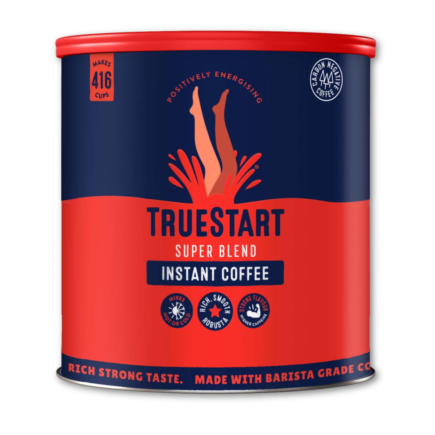 TrueStart Instant Coffee – Barista Grade Super Blend Strong, Dark Roast, Full Flavour Premium Freeze Dried - 100% Brazilian Arabica - Mycotoxin-Free & Antioxidant Rich Coffee - 750g, 6 Pack