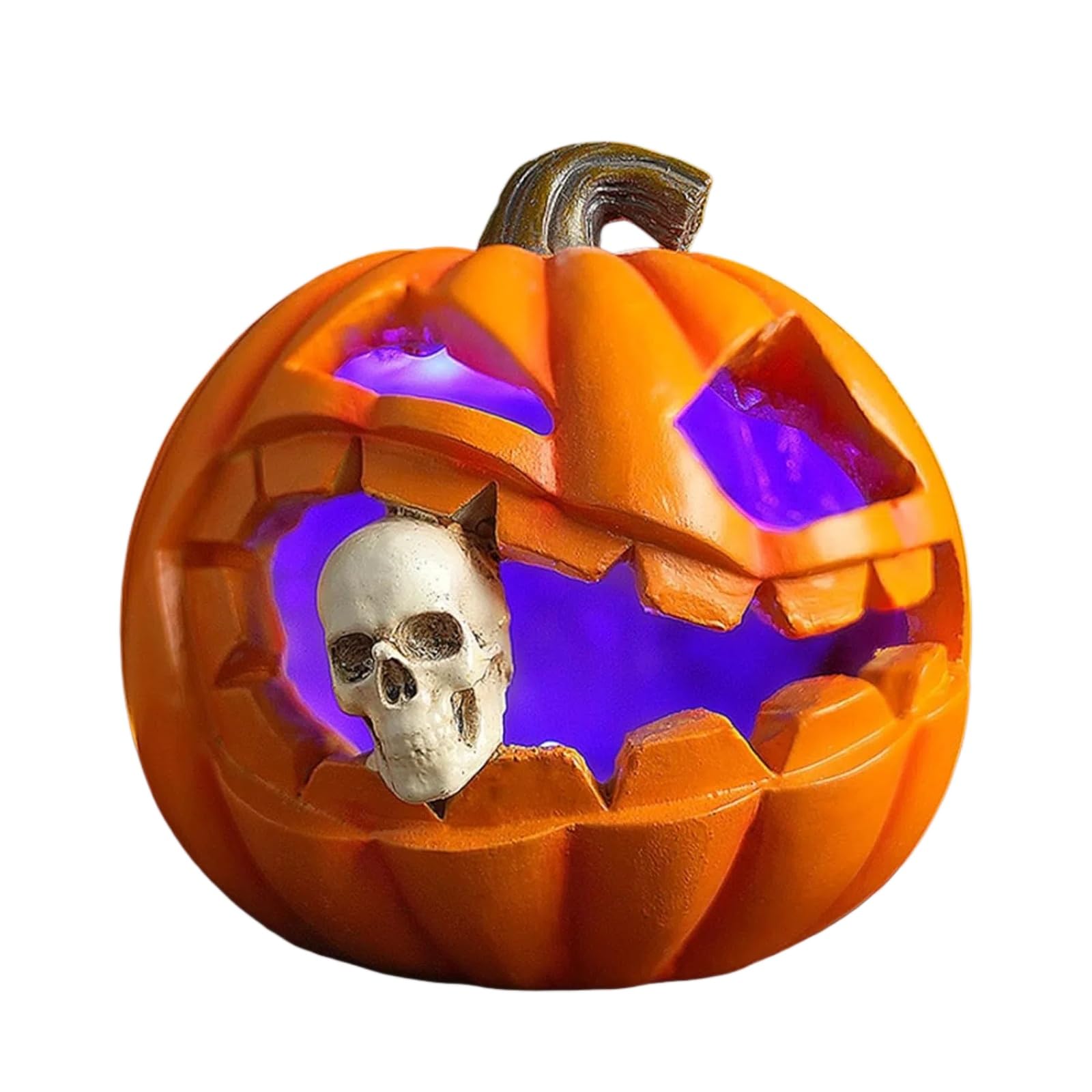 Mini lanterne citrouille LED Halloween en résine de 10 cm pour table