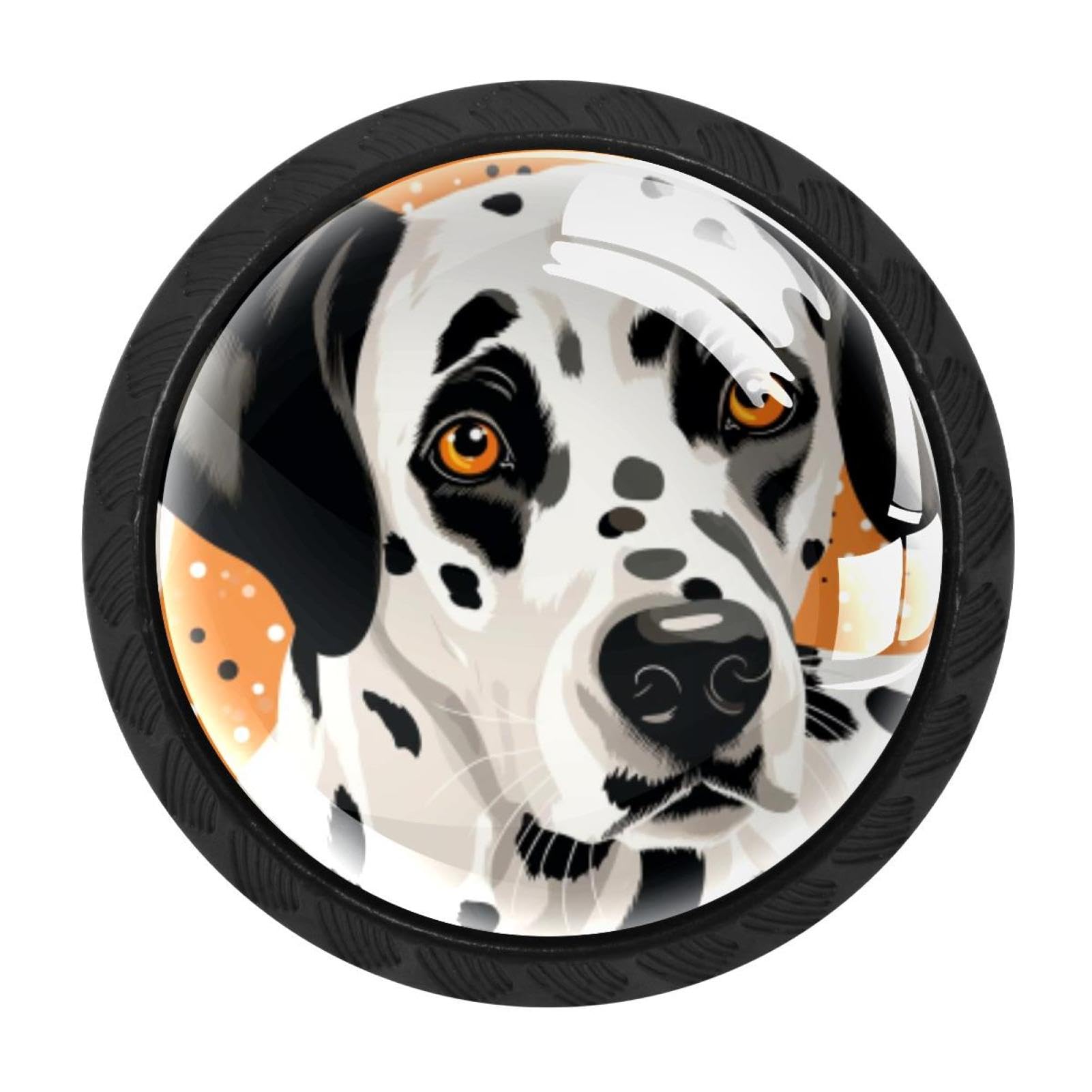 Chenzzzz Multicolored 01 4 Pack Cabinet Handles Black Spotted Dog Cabinet Knobs Draw