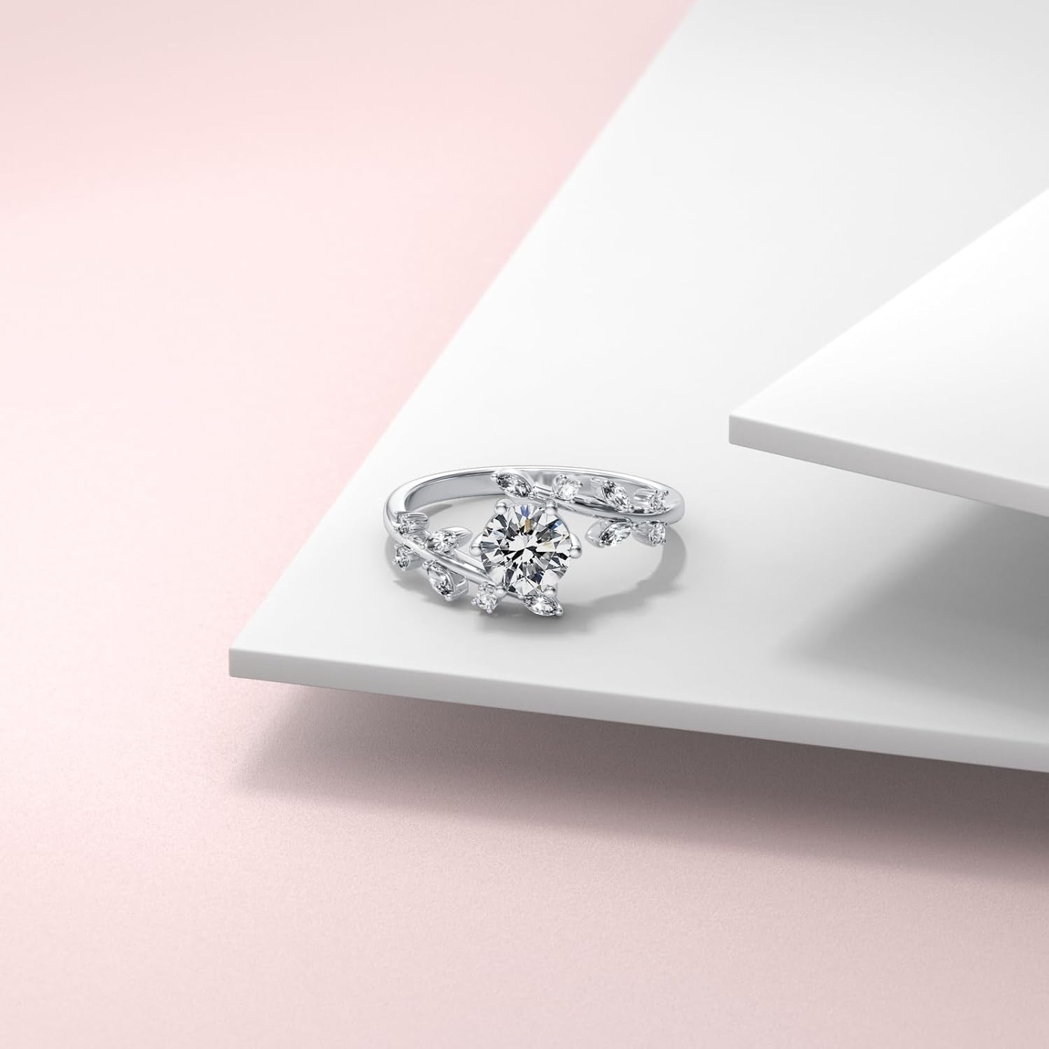 Floral Moissanite Ring for Women 1ct D Color VVS1 Clarity Vines Diamond Ring Leaf Shaped 925 Silver Moissanite Rings Vines Style Engagement Ring For Her