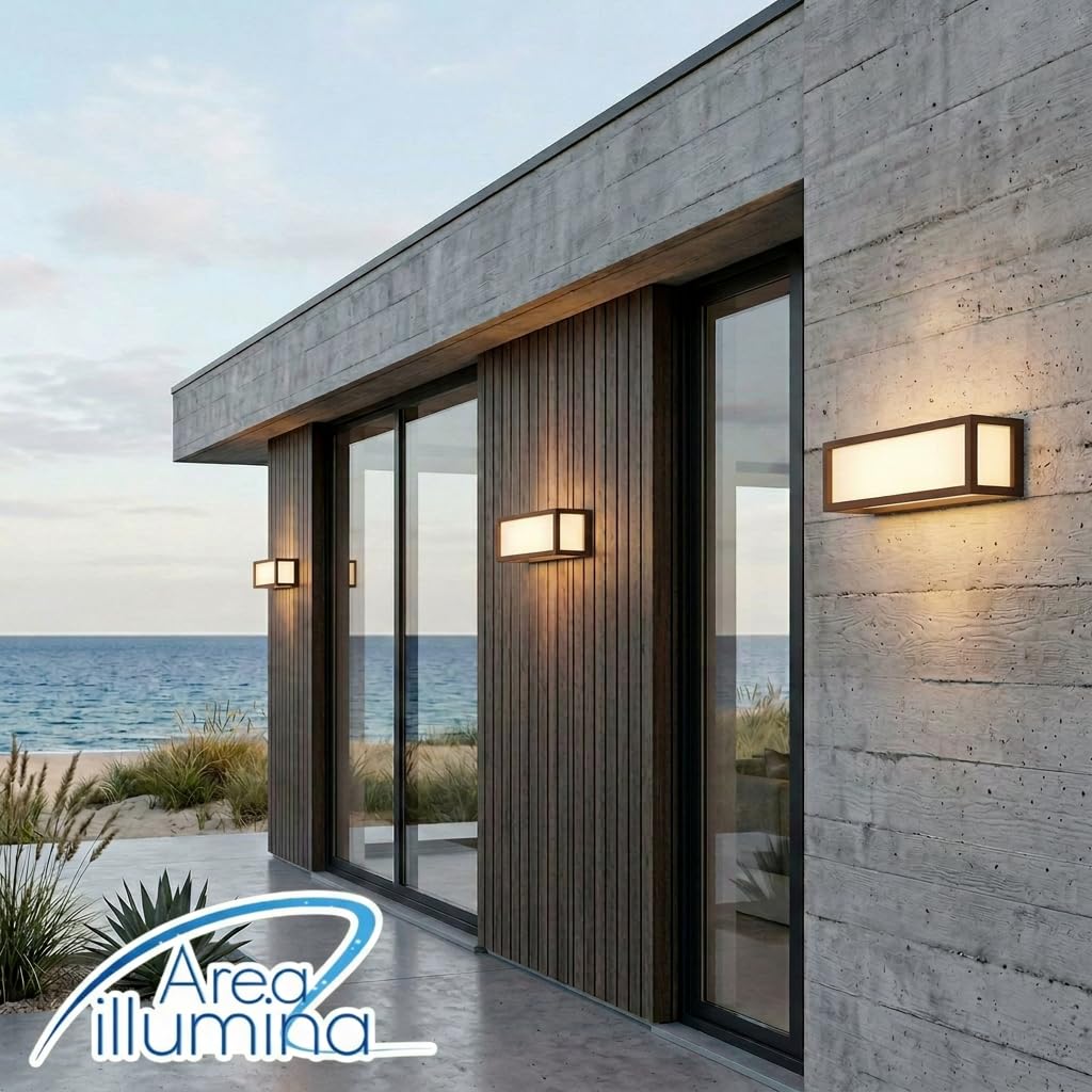 Applique da Parete in Alluminio per Esterno, IP54, E27 Max 20W, Stile Moderno, 370x110x100 mm, Bianco/Antracite/Corten (Corten)