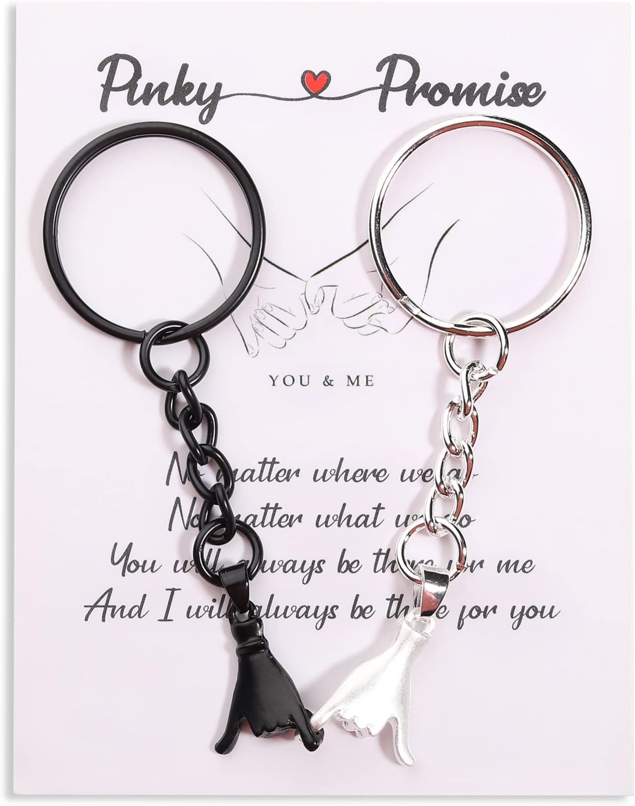 2Pcs Pinky Promise Keychains for Couples, Valentine Gifts for Girlfriend Boyfriend Best Friends, Bff Friendship Keychains