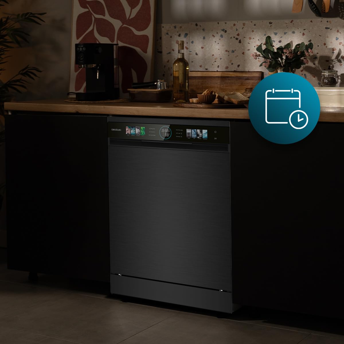 Cecotec Bolero Aguazero 6620 C Lave-vaisselle Compact 60 cm 1850W 15 Couverts 8 Programmes Moteur Inverter Écran FullColor XXL Smart Wash Turbo Dry+ AutoClean Demi-charge Départ Différé