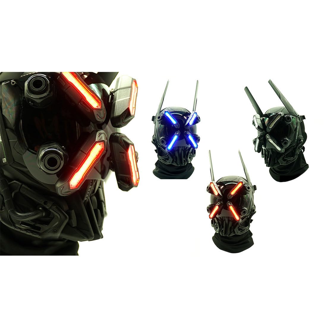 OYDL Cosplay Helmet for Men, Futuristic Tech Punk Mask with LED Light for Cyberpunk Cosplay: Type D