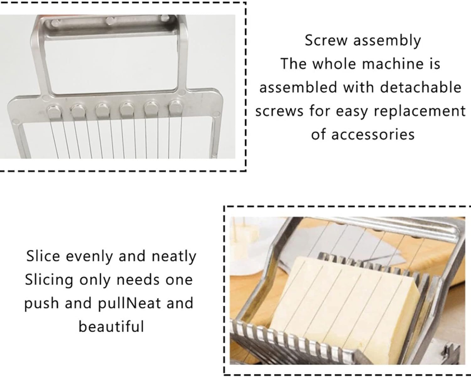Stainless Steel Cheese Slicer with 1cm 2cm Durable Wire of Slicers Commercial Cheese Cutter Divider for Cutting Cheese Butter Vegetables Sausage Herbs