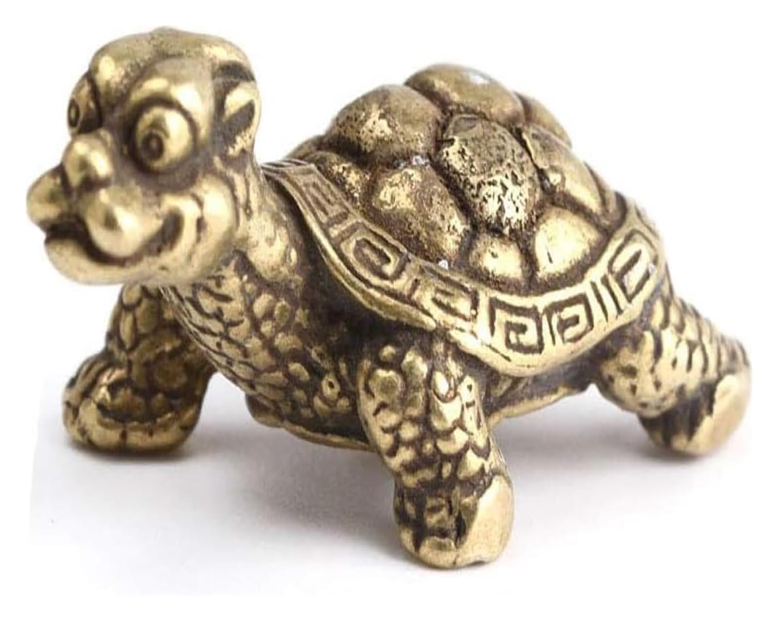 XCFTYRU Vintage Brass Statue， Mini Longevity Turtle Small Ornaments Retro Brass Animal Statue