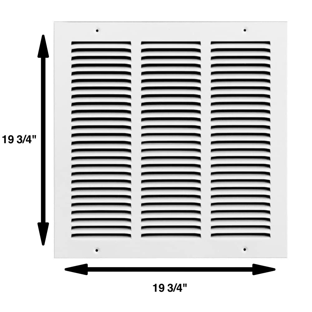 Rocky Mountain Goods Air Return Grille - Heavy Duty Steel with Premium Finish - Includes Full Installation kit - Louvered Design - Paintable Vent Cover - Matte White - Consistent air Flow (18" x 18")