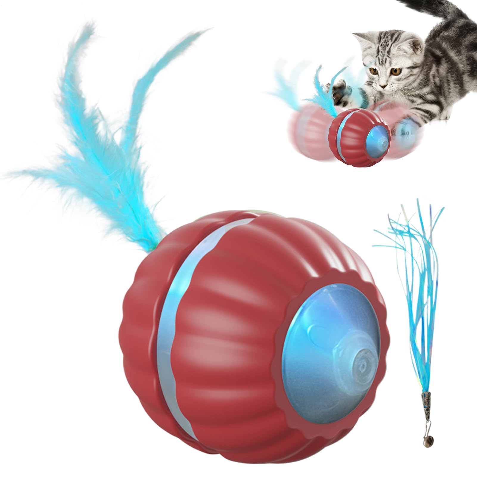 Katzenspielzeug, Automatisch bewegliches Katzenspielzeug, interaktiver Ball | Smart Kitten Accessories Beweglicher(Red)