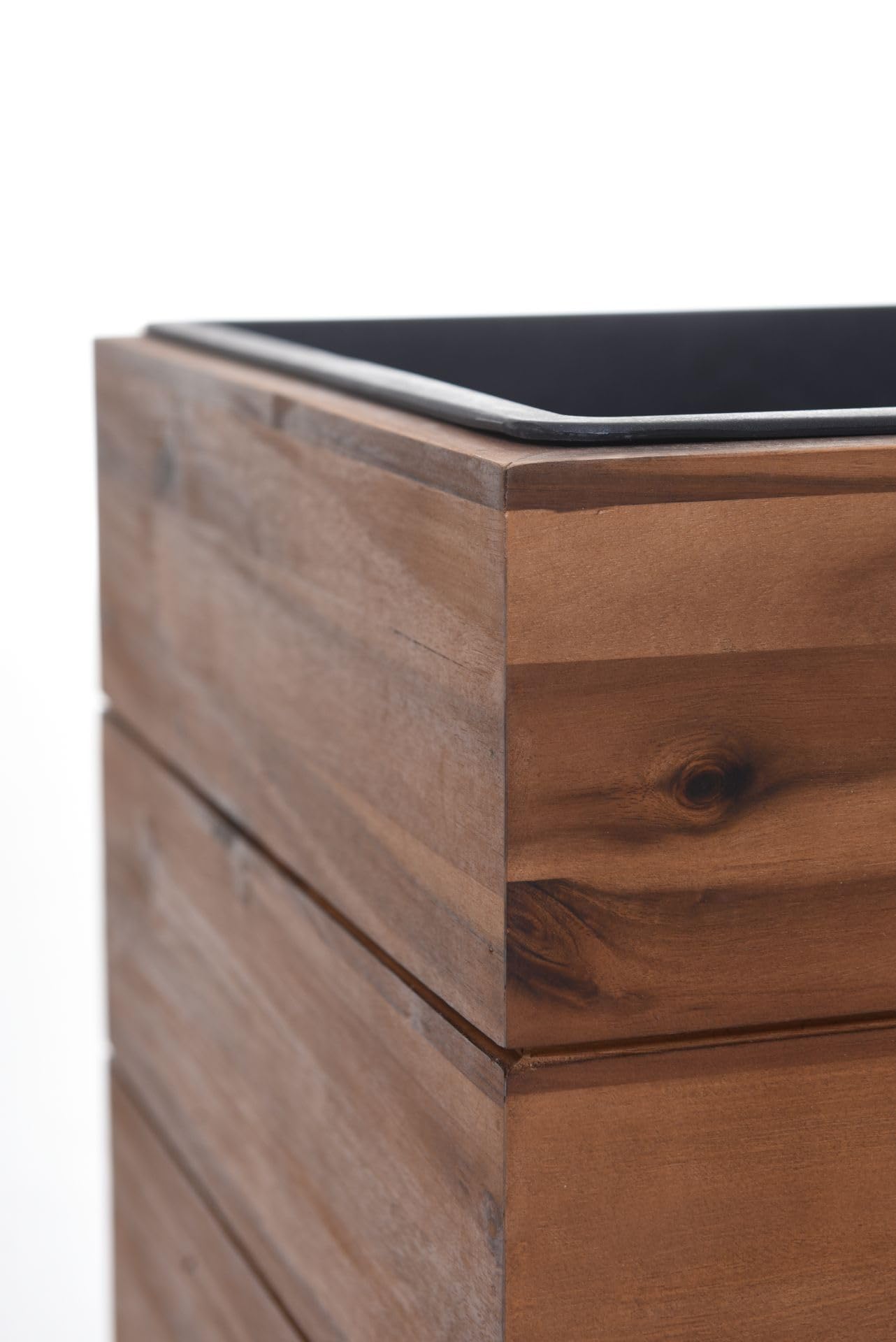 VIVANNO Pflanzkübel Blumenkübel Würfel Holz Block Braun mit Einsatz - 44x44x41
