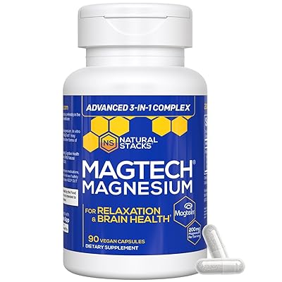 Magnesium Magtein L-Threonate, Glycinate & Taurate – 200mg Chelated Magnesium Complex – MagTech Magnesium Supplement for Relaxation & Brain Health – 90 Capsules