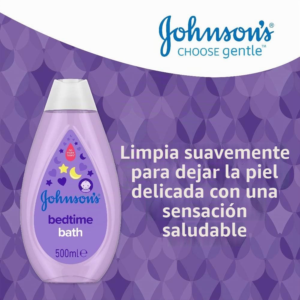 Johnson's Bedtime Bath Multipack, suave y suave para pieles delicadas y uso diario, enriquecido con esencias tranquilas naturales relajantes, 3 x 500 ml