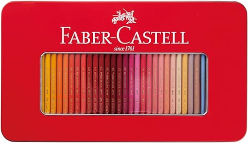 Faber Castell TFC-WCP100C Watercolor Colored Pencils, Flat Can, Set of 100 Colors