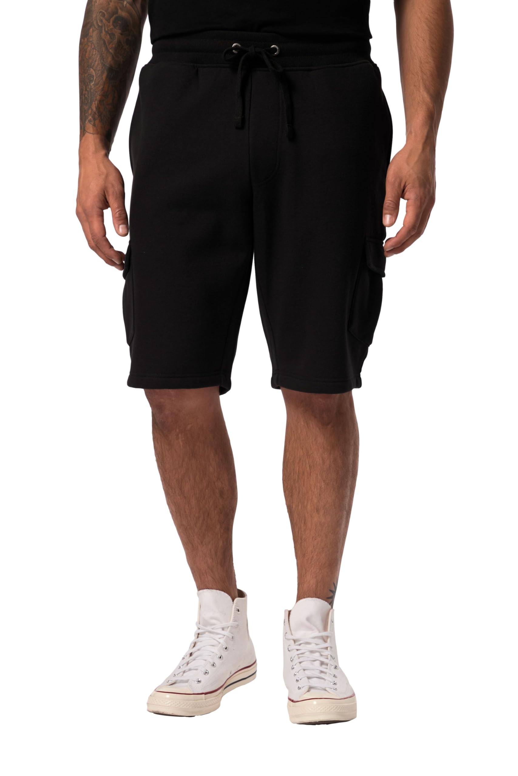 JP 1880 Men's Large Sizes Plus Sizes Menswear L-8XL Sweat Cargo Bermuda Elasticated Waistband Cargo Pockets, Black, 5XL