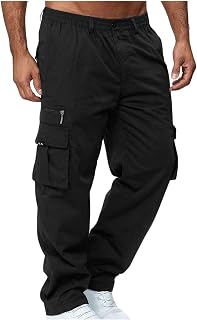 Mens Tactical Pants Relaxed Fit Stretch Water Resistant Long Pants Combat Straight Type Cargo Work Pants with Multi Pockets