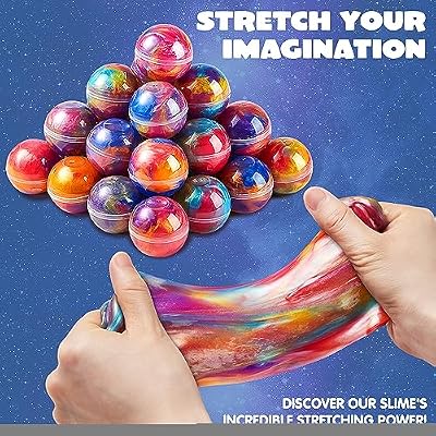 JOYIN Slime Party Favors, 24 Pack Galaxy Slime Ball - Stretchy, Non-Sticky, Mess-Free, Stress Relief, and Safe - Toys for Girls and Boys - Easter, Classroom Reward, Party Supplies, Valentines