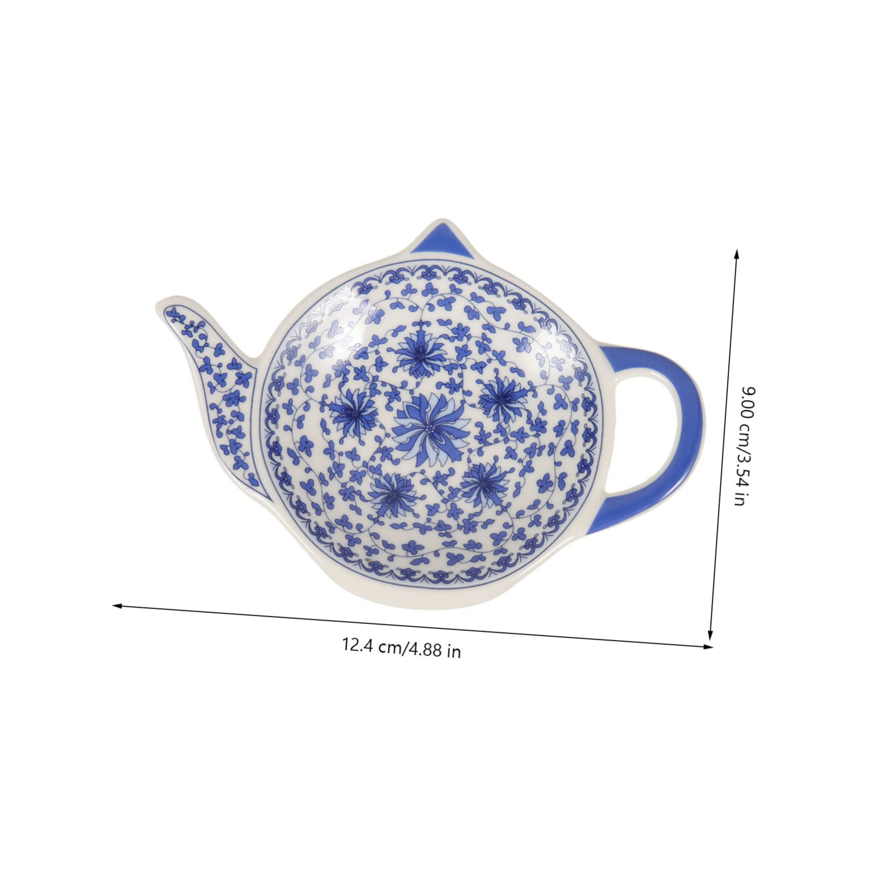 Cabilock 4Pcs Teapot Shaped Tea Bag Holder Coaster Stylish Seasoning Dish for Sauces and Desserts Household Accessory Floral Design