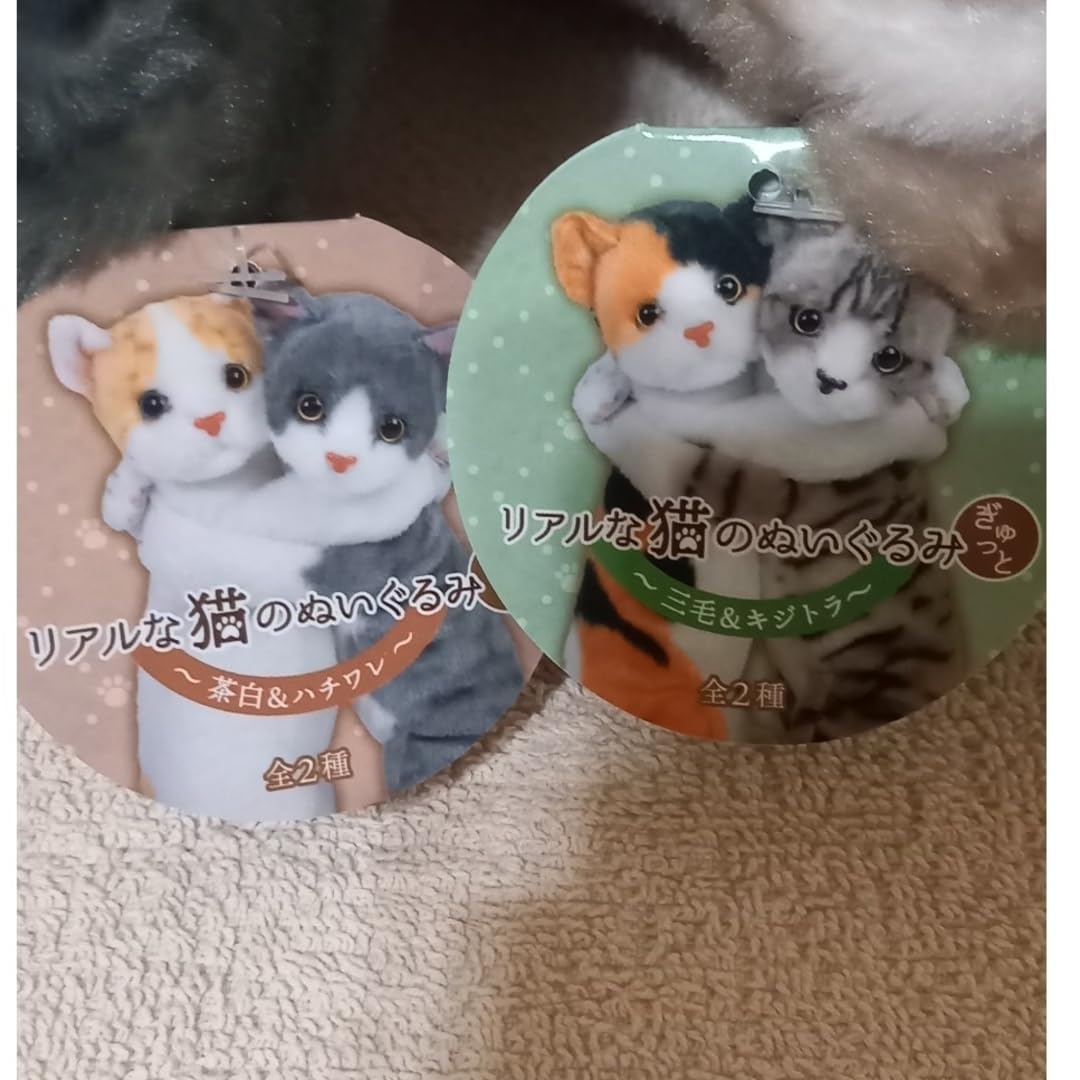 Amazon.co.jp: リアルな猫のぬいぐるみ 三毛 ハチワレ キジトラ 3匹