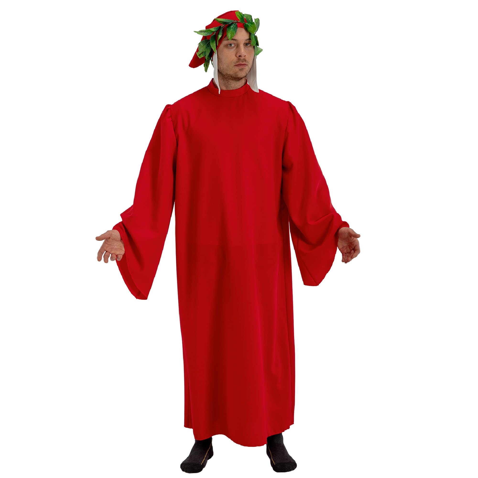 Carnival Toys Costume Dante Alighieri Adulto Rosso – Tunica Medievale con Corona d’Alloro – Travestimento Divina Commedia Taglia Unica Uomo