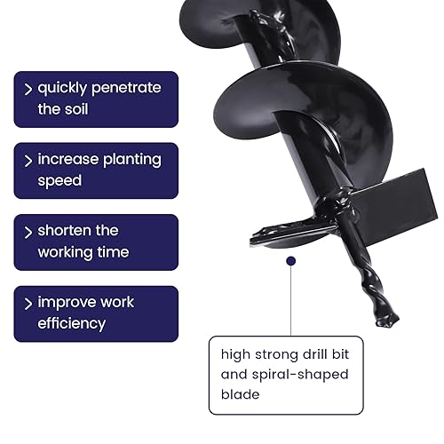Miniatura 4 de DYRABREST Broca de taladro de 4 pulgadas + 12 pulgadas, barra de extensión de jardín para plantas de flores, taladro de agujero en espiral para