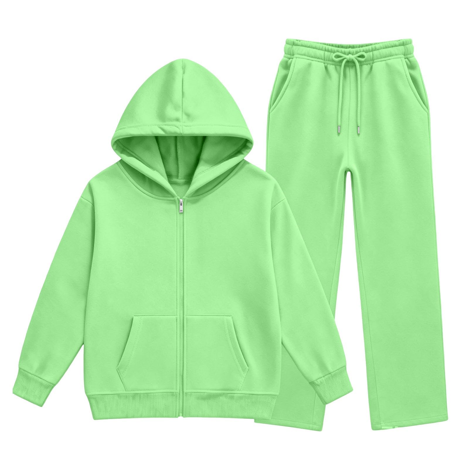 Conjunto de 2 piezas de chándal con cremallera y pierna ancha para