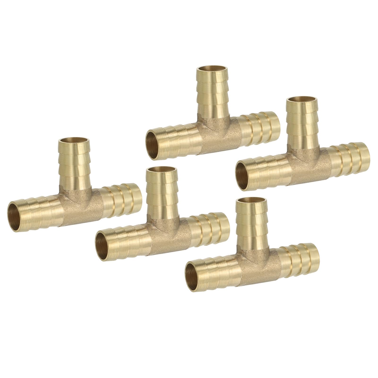PATIKIL 1/2" Brass Tee Hose Barb Fitting, 3 Ways Union Intersection T Shape Barbed Split for Air Water Fuel Gas Liquid, Golden — view 22