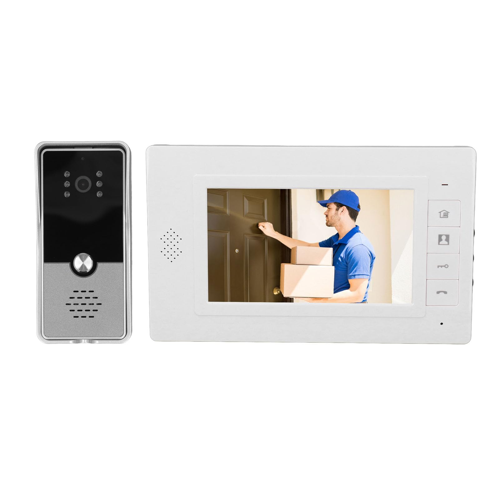 7-calowy Kolorowy Monitor LCD z kamerą HD, System Domofonowy z Noktowizorem i 16 Dzwonkami do Willi, Domów i Biur (wtyczka UE)