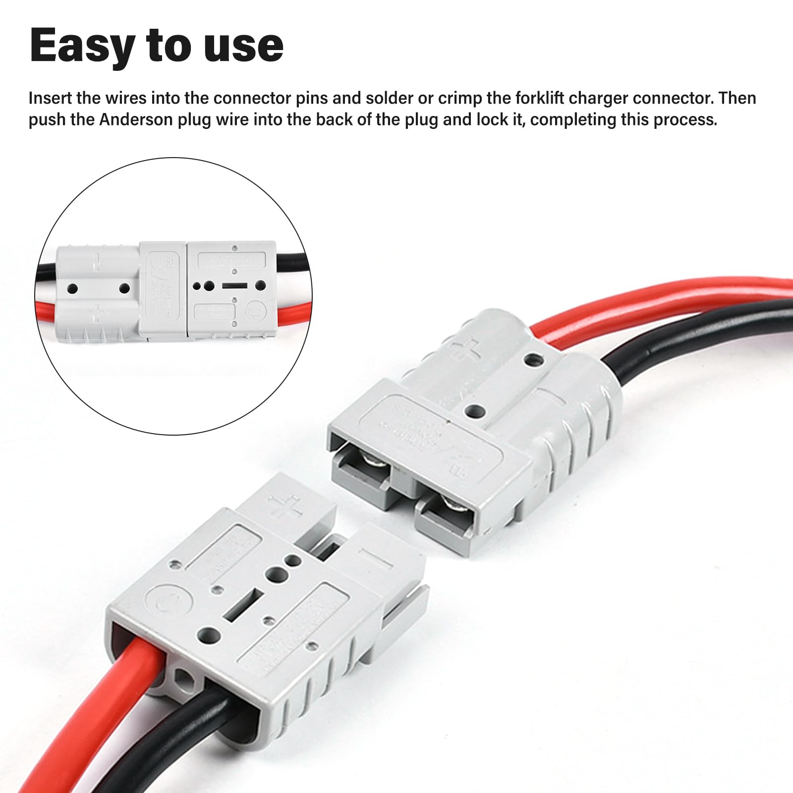 4x Gabelstapler Ladegerät Anschluss - 50A 600V Anderson Stecker 10AWG
