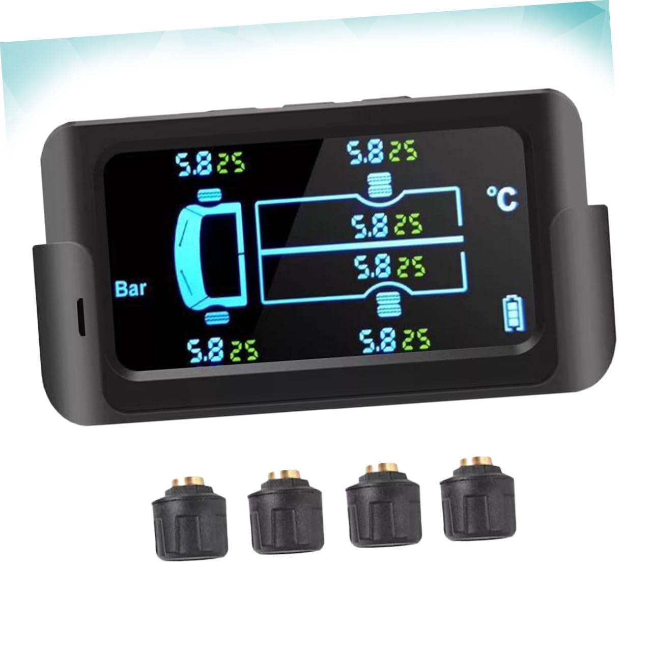 Yardwe Sistema di Monitoraggio Pressione Pneumatici Display a Colori ad Alta Definizione Solare Avviso Visivo e Acustico, Esterno 4 Pneumatici per Camion e Grandi Veicoli