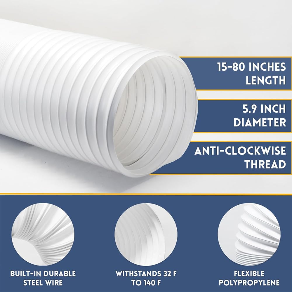 Klimaanlage Schlauch Verlängerung 200cm mit Adapter 130mm innen/150mm außen,Abluftschlauch Klimagerät,Klimaanlage Verlängerungsschlauch,Klima Abluftschlauch,Klimaschlauch für Klimaanlage