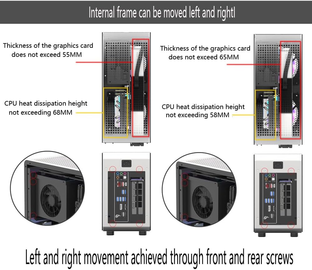 GEEEK Mini SFX ITX Aluminium Alloy G1-SE M8 M5 C2 C4 A4 Computer Case (Acrylic Side Plate Silver)
