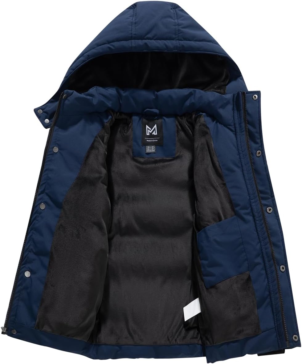 KVE Boy's Hooded Winter Coat Warm Puffer Jacket Thicken Quilted Coat with Removable Hood - Image 3