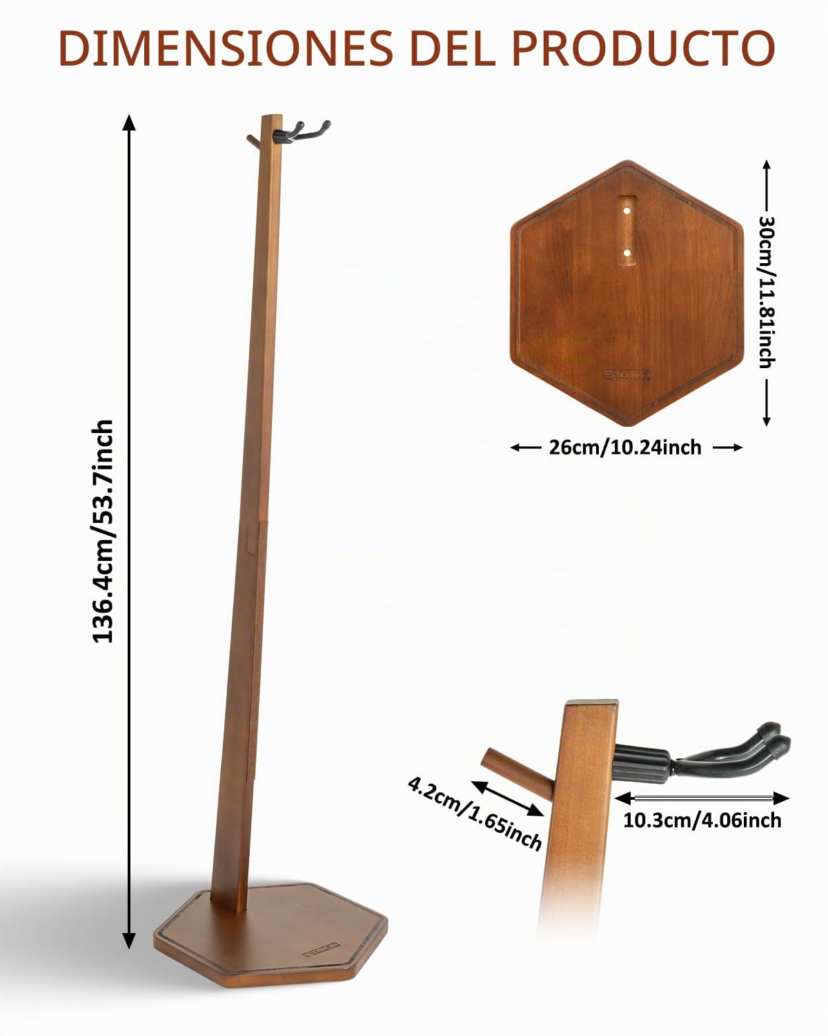 Soporte de madera para violonchelo STRICH con soporte para arco, soporte de suelo resistente, para tamaños 1/2, 1/4, 3/4, 4/4, 1/8 y 7/8, para el hogar y el estudio
