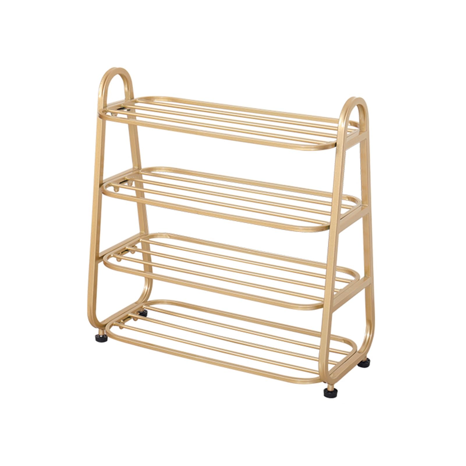 Étagère à chaussures d'angle dorée à 4 niveaux de 60 cm pour rangement vertical