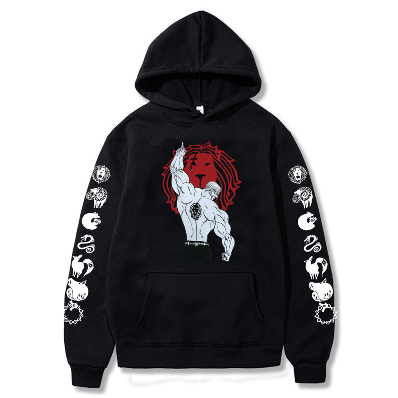 The Seven Deadly Sins Hoodie Escanor Cosplay Costume Hoodies Unisex Hooded Pullover Sweatshirts Black