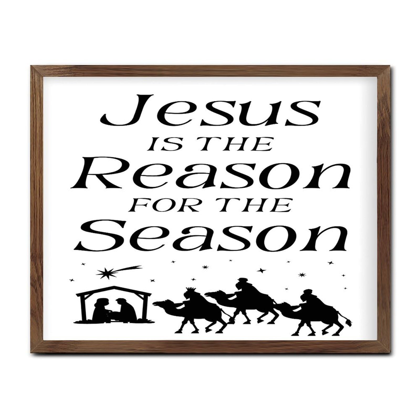 Crèche de Noël en bois pour salon vintage Jesus Is The Reason plaque murale maison