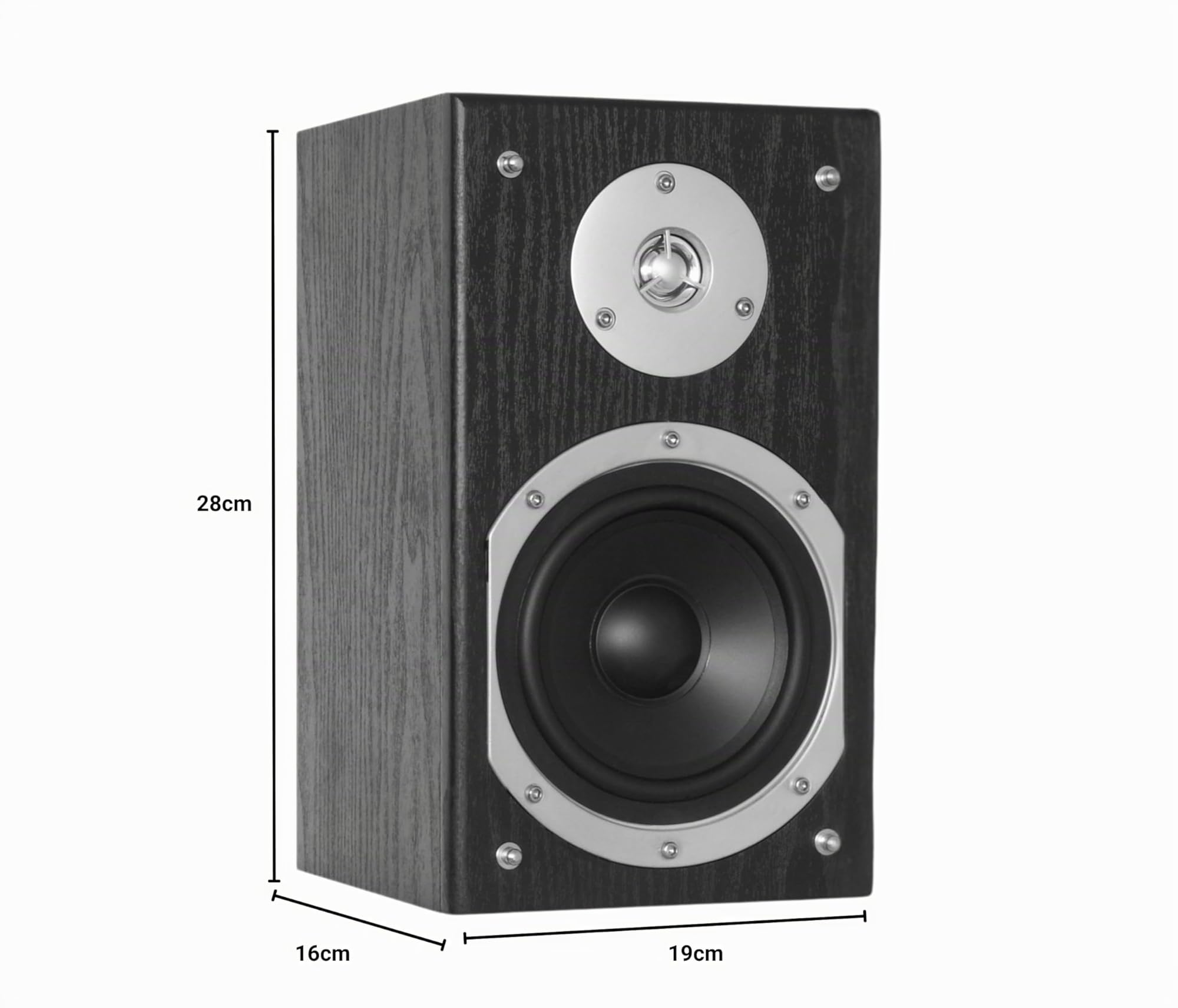 Fenton SHFB55B - Paire d'Enceintes Bibliothèque 2 Voies, Haut-Parleurs d'Étagère, 280 Watts, Idéal pour la Musique, Les Jeux, Les Films et la Production Musicale, 5'', 6 Ohms
