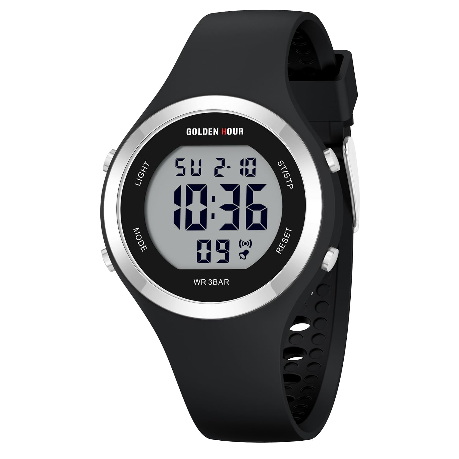 GOLDEN HOUR Orologio digitale da donna Cronografo sportivo impermeabile 5 ATM cinturino in silicone Sportivo ed elegante Orologio da donna con data Quadrante luminoso di facile lettura