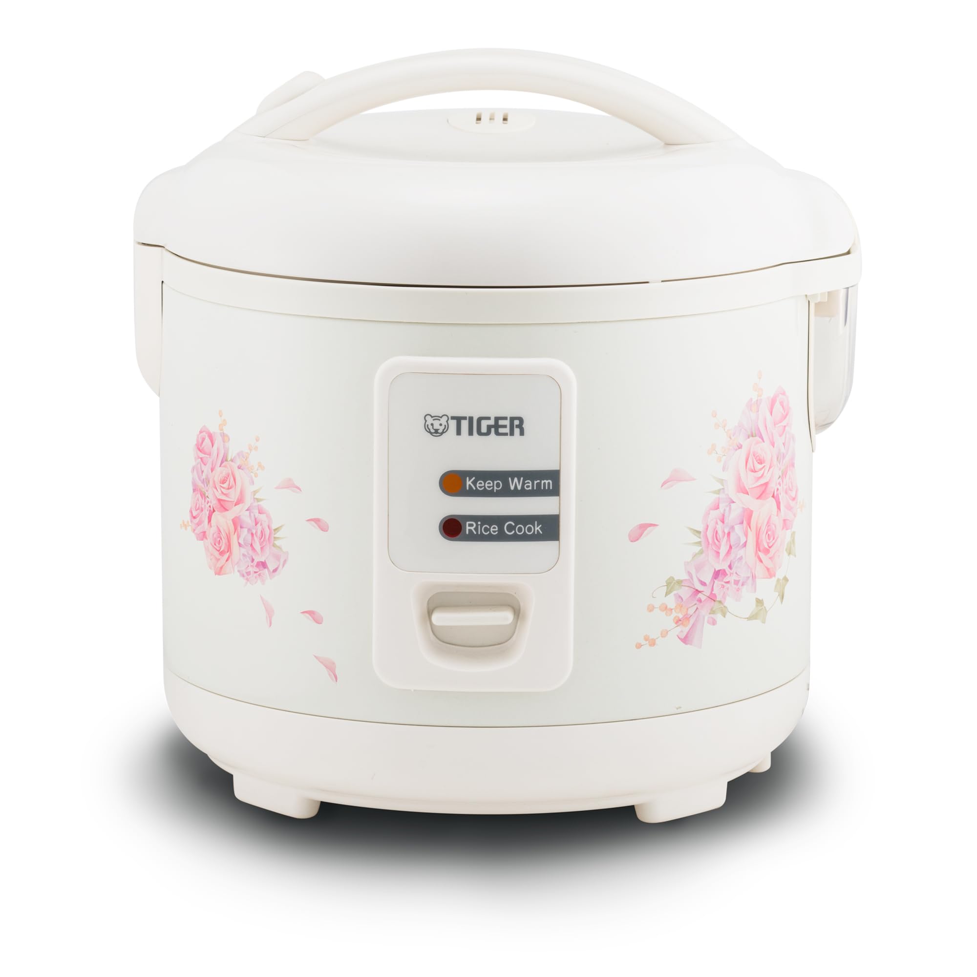 JAZ-A10U-LF 5.5 Cup Capacity White Rice Cooker with Non-Stick Inner Pot, Retractable Power Cord, and Keep Warm up to 12 hours (Flower)