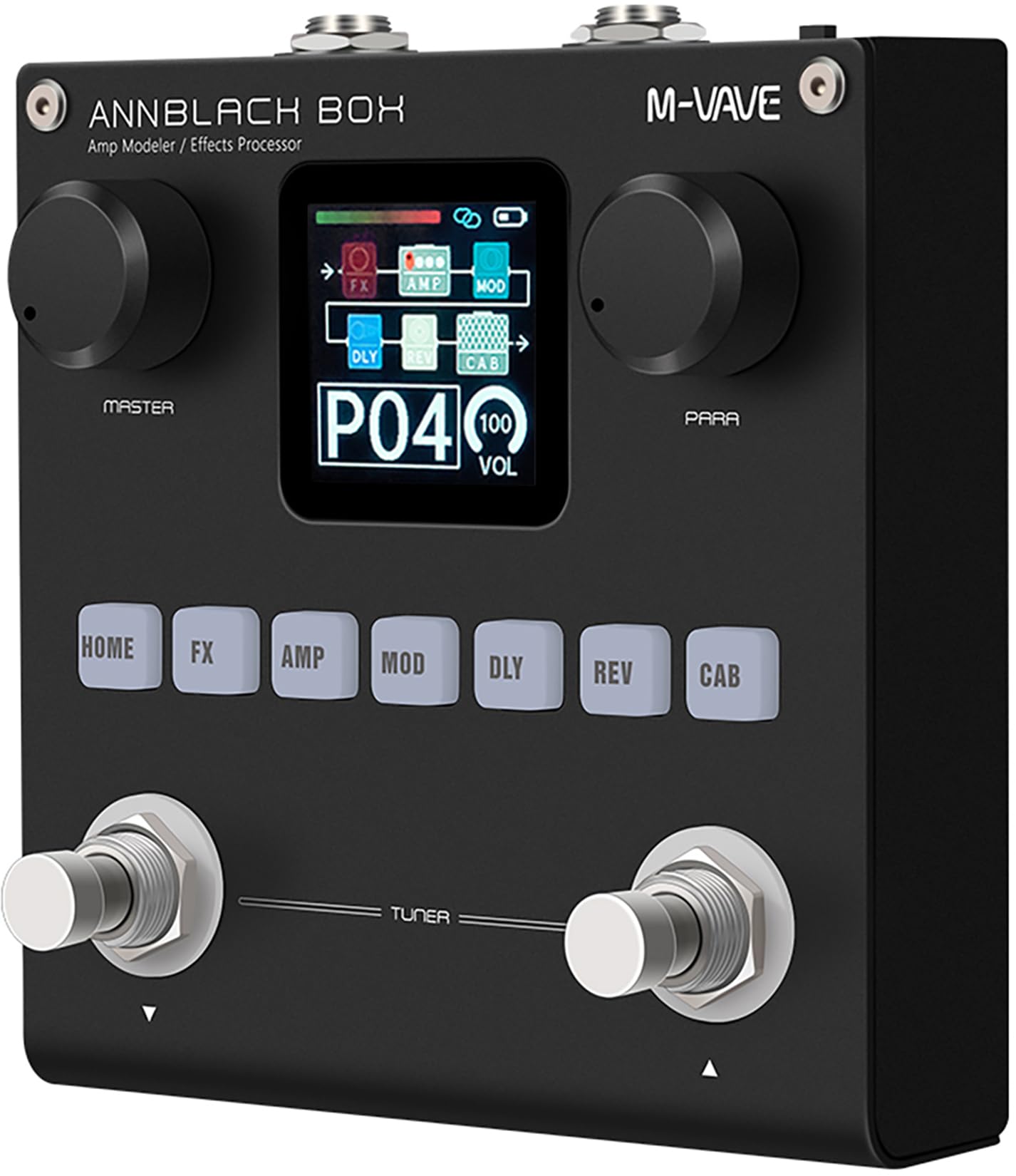 M-VAVE Pedale multi-effetto nero per chitarra – 80 preset modificabili con applicazione Crea i tuoi parametri con batteria integrata