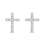 Wishrocks 1&sol;20 Carat Round Cut White Natural Diamond Cross Stud Earrings For Women In 14K Gold Over Sterling Silver &lpar;Clarity &colon; I2-I3&comma; Color &colon; I-J&comma;0&period;05 Cttw&rpar;