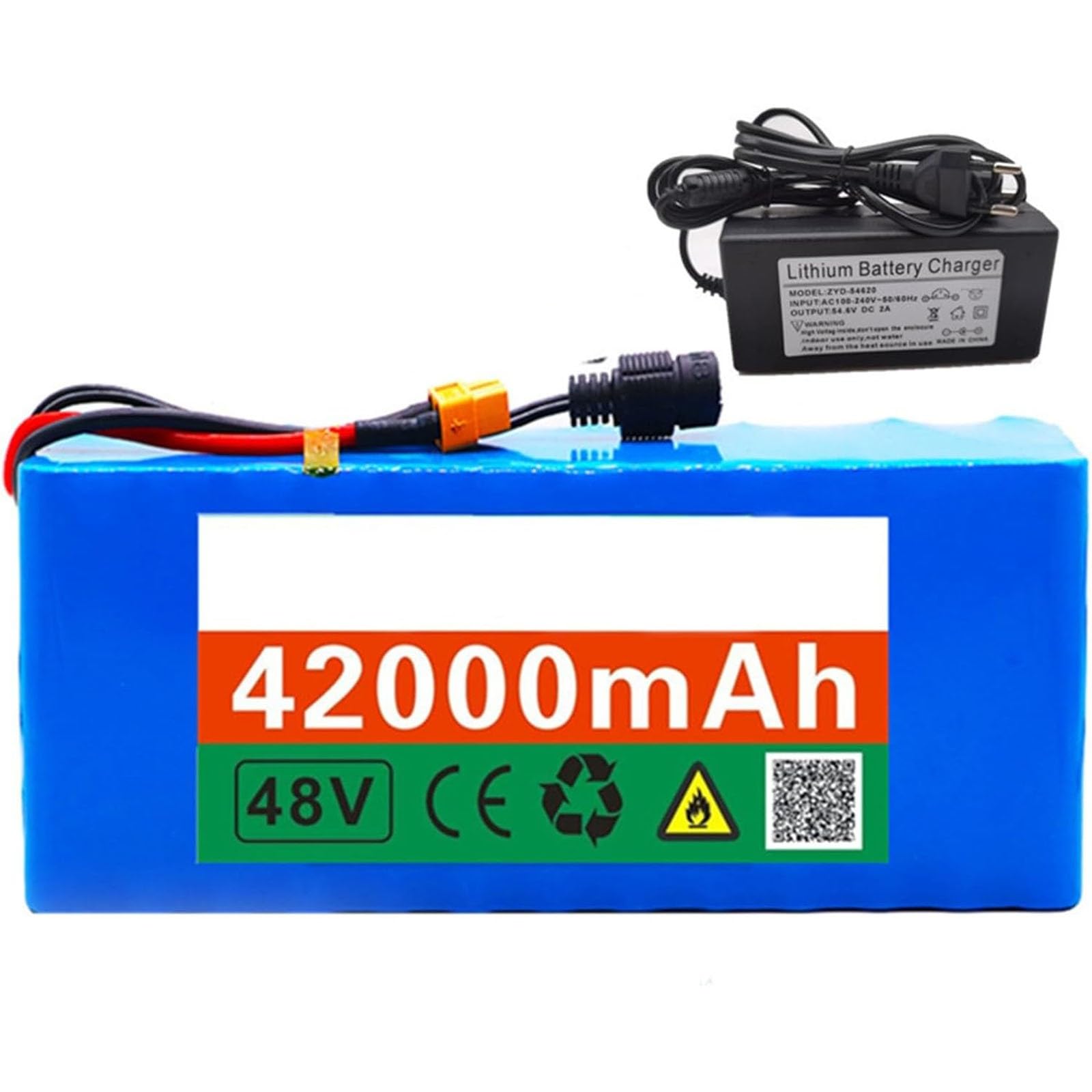 Batteria agli ioni litio per bici elettrica 48 V 42 Ah 13S3P con caricabatteria Protezione BMS integrata Ideale per motori bici elettriche XT 60