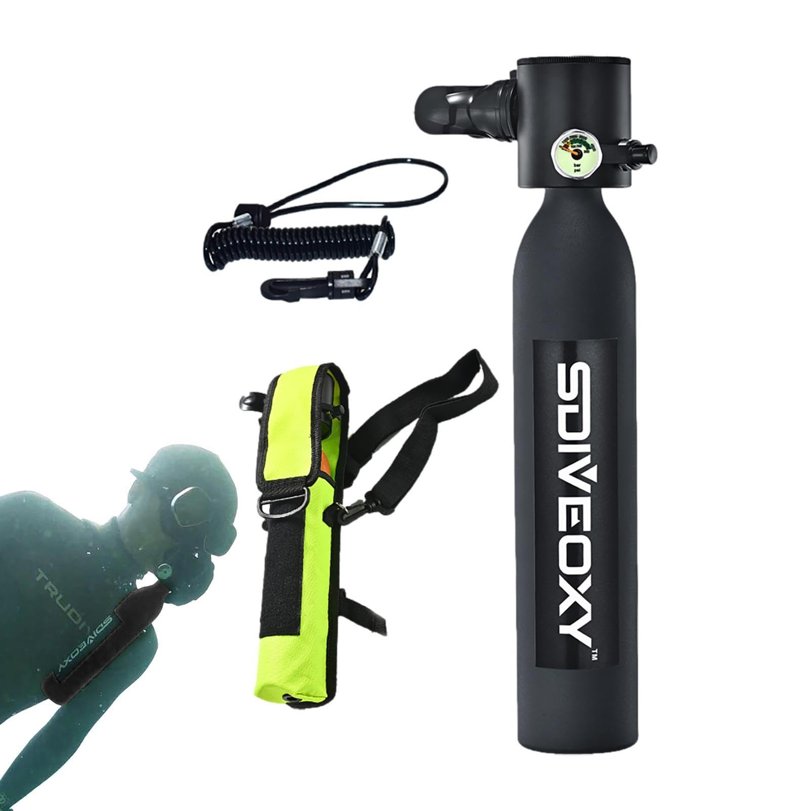 Mini Scuba Diving Tank Equipment - Bouteille de plongée - Avec sac de rangement - 0,5 l - 3000 Psi