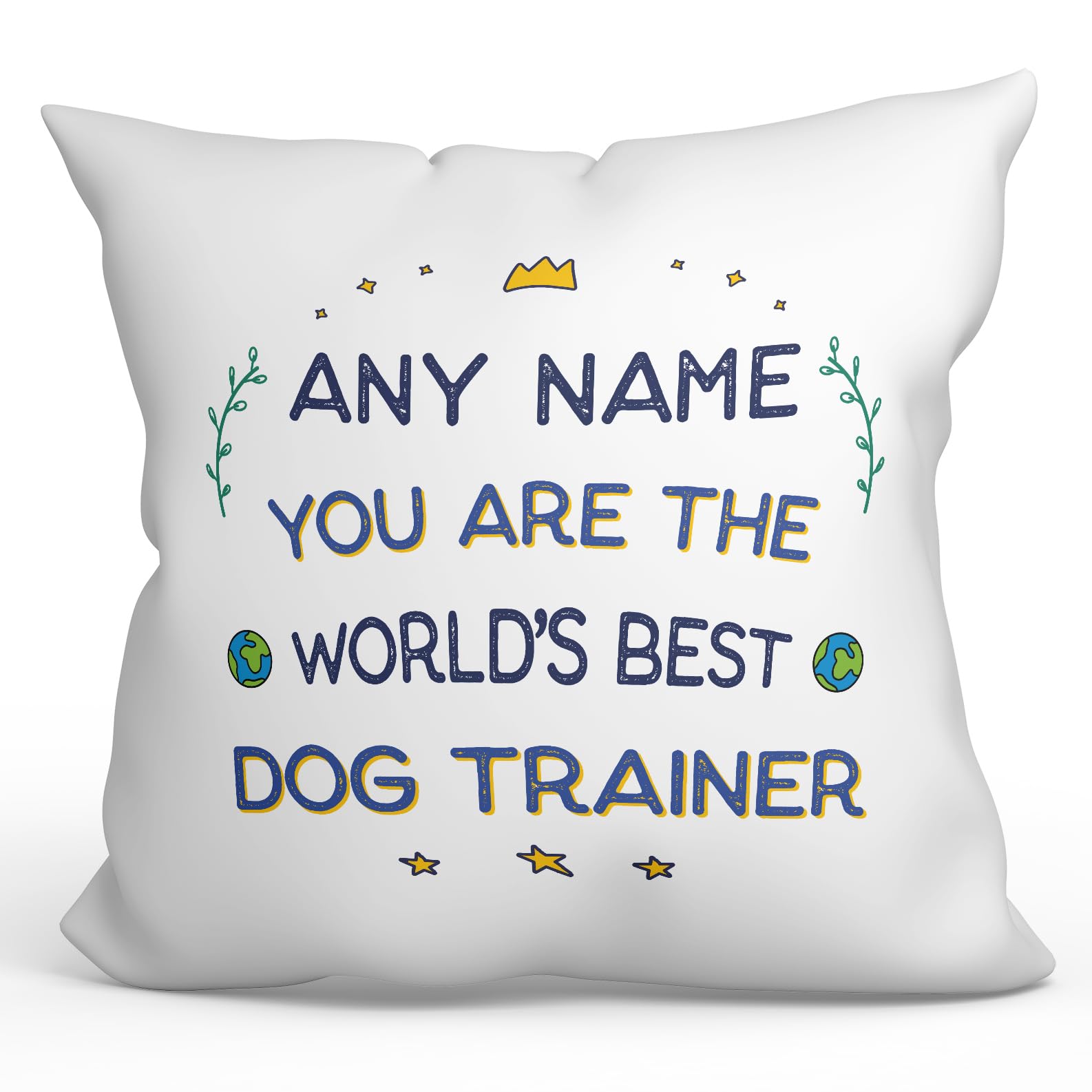 MUGFFINS Personalised Cushion for DOG TRAINER Padding included - in English - World's Best - Funny custom gift - Pillow: cover and filling 15.7x15.7 inches โ image 1
