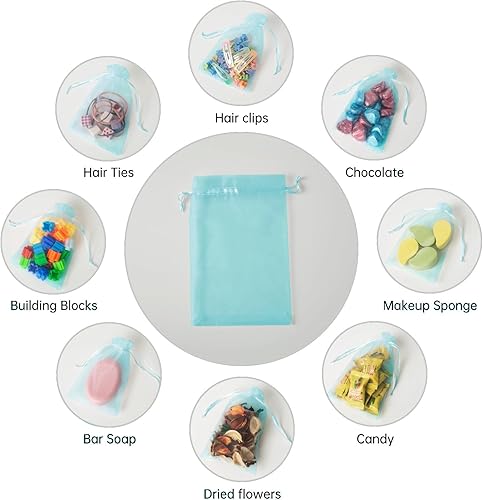 Miniatura 4 de 100 bolsas de organza, bolsas de malla pequeñas de 4 x 6 pulgadas (3.9 x 5.9 in), bolsas de regalo de joyería, bolsas de embalaje para fiestas,