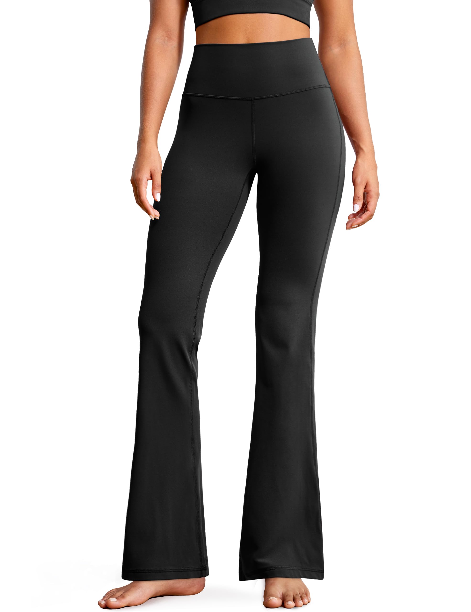 BAYDI Clouduxi Women's Flared Leggings High Waist Workout Bootcut Yoga Pants with Pockets Wide Leg 28"/30"/32"/34" Black