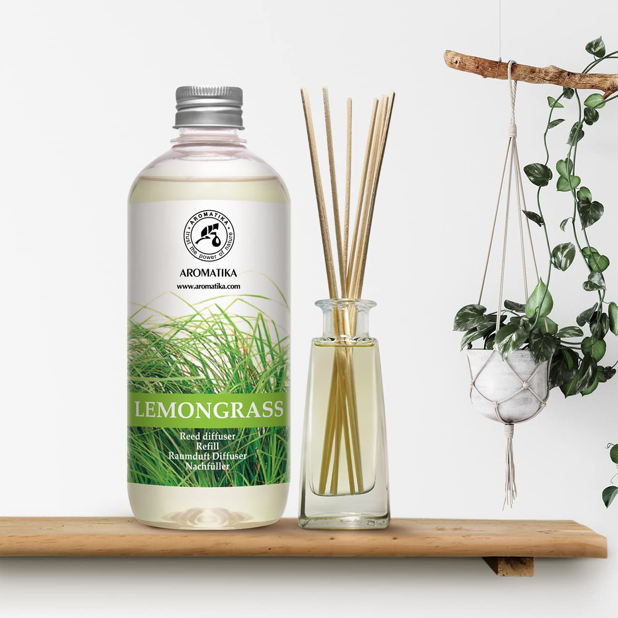 Recambio Difusor Lemongrass 1500 ml - Aceite 100% Puro y Natural Limoncillo 3x500ml - Fragancias de Duraderas - Mejor para Aromas Naturales - Ambientador de Ambiente - Difusor de Varillas