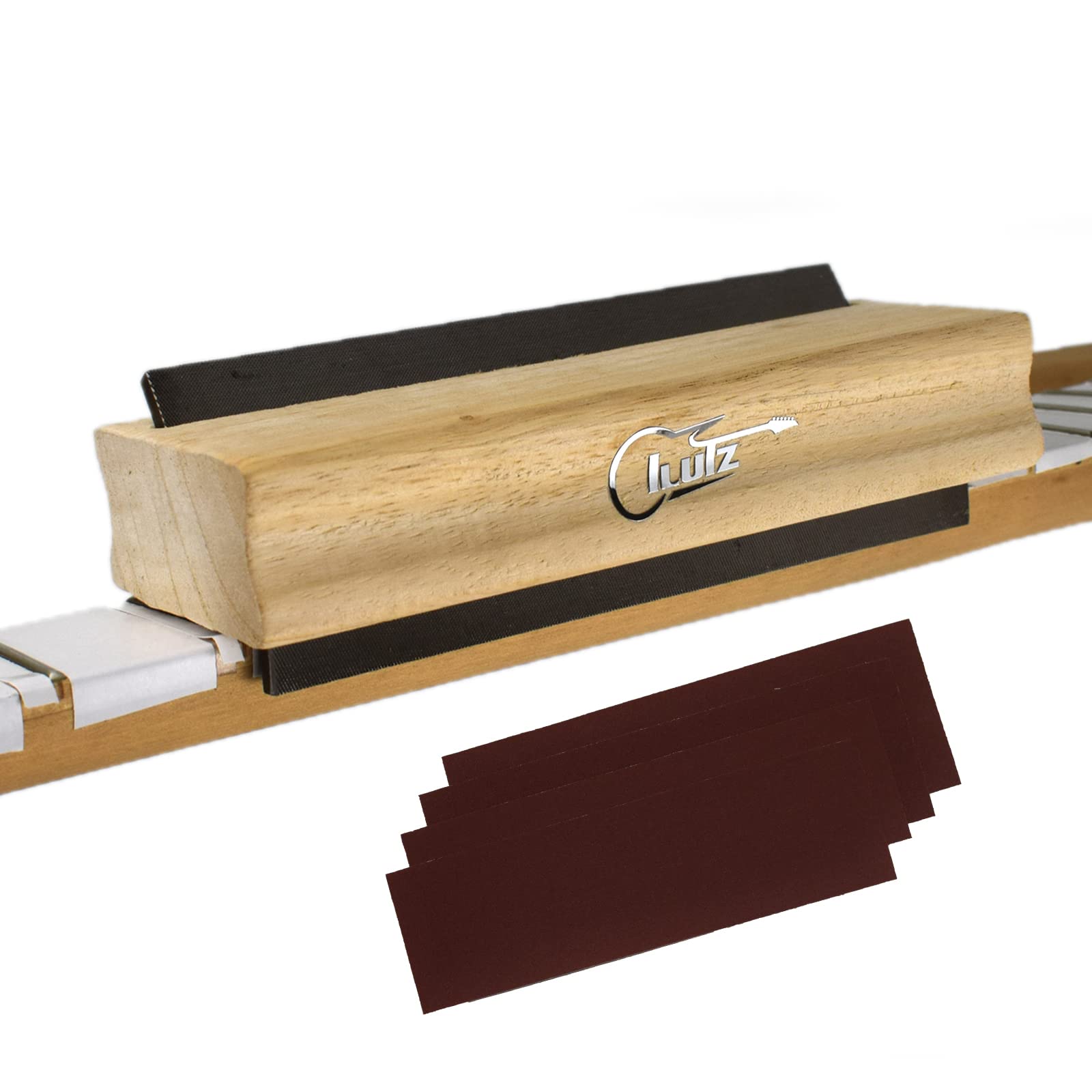 iluiz Guitar Fret End Dressing File With 35/90 Degree and 600 1000 Grit Sandpaper Professional Fret End Bressing Fret Beveling File for Fret Crown End Bevel Luthier Tool