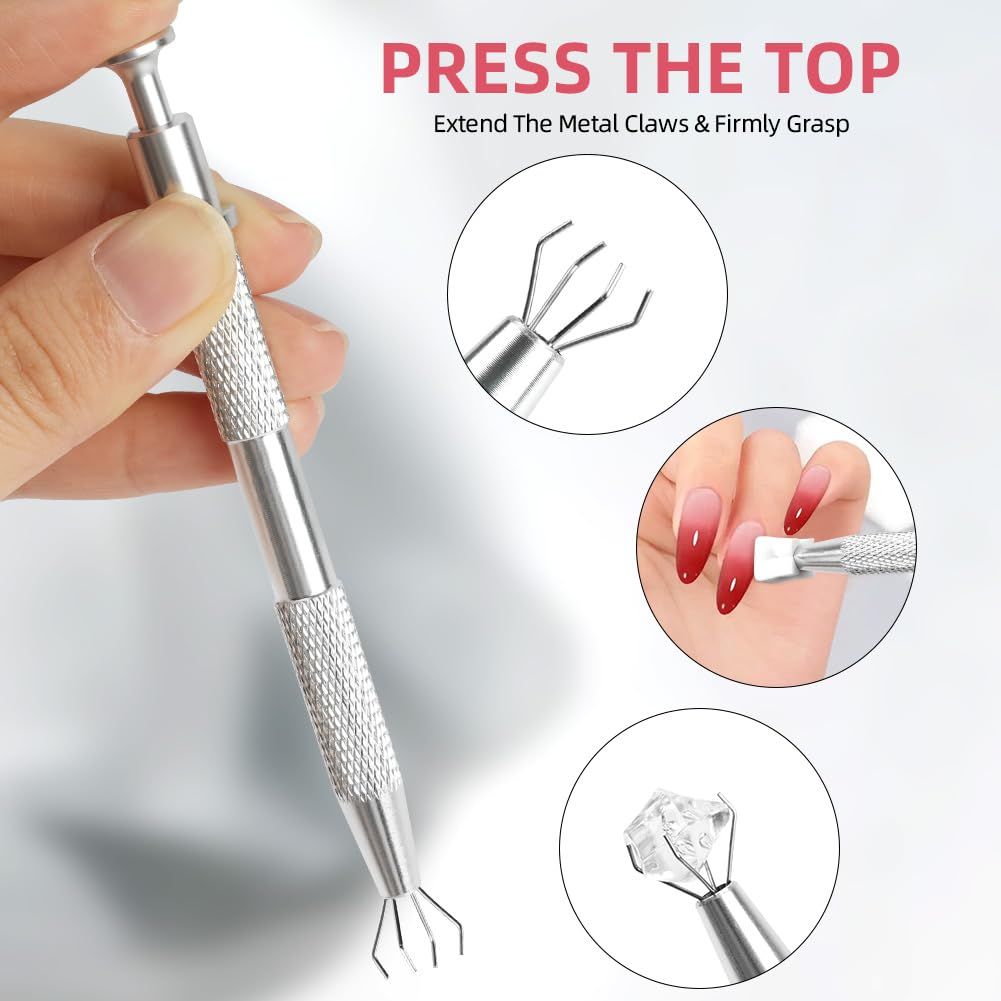 LOPHE Esponja para Uñas, 100 Pcs Esponjas Pincel Uñas, Juego de Herramientas de Sponge con Pinza para Decoración de Uñas, Cabezal de Esponja Reemplazable, Arte de Uñas con Degradado DIY (Blanco)