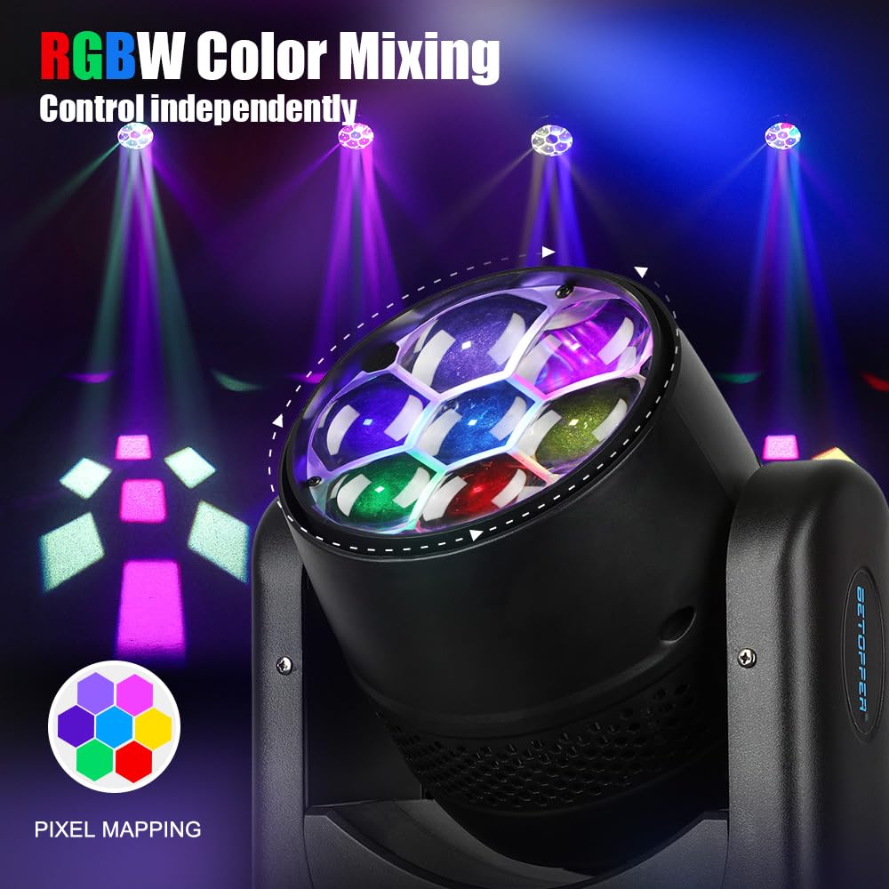 BETOPPER 7 * 40W Discokugel Moving Head Dj Licht mit Spot Point Steuerung, RGBW Beam/Wash/Zoom/CTO Effekt Bee Eye LED Bühnenlicht, Sound Activated Discolicht Partylicht Party Deko für Hochzeit, Bars