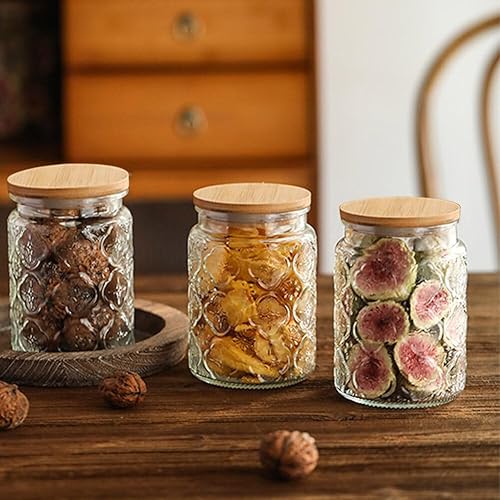 Miniatura 4 de Paquete de 2 tarros de almacenamiento herméticos de vidrio vintage, recipientes de almacenamiento de alimentos de vidrio de cocina de 24 onzas con